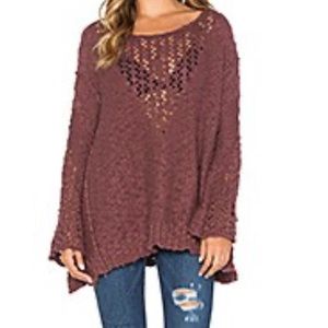 FREE PEOPLE Pretty Pointelle Open Knit Oversized Sweater